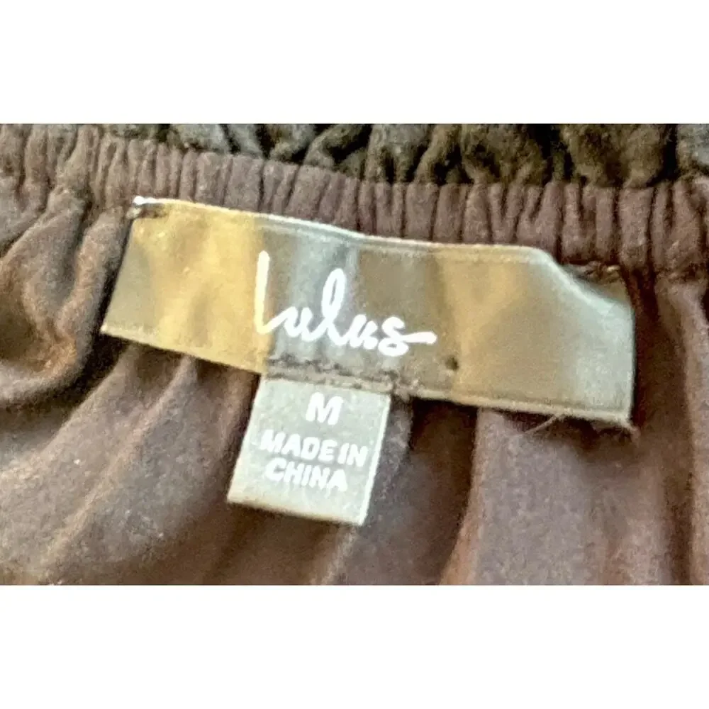 Lulu’s Black Textured Puff Sleeve Mini Dress Sz Med Prairie Milkmaid Bohemian